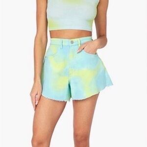 NWT- WeWoreWhat High Waist Shorts in Blue and Yellow
